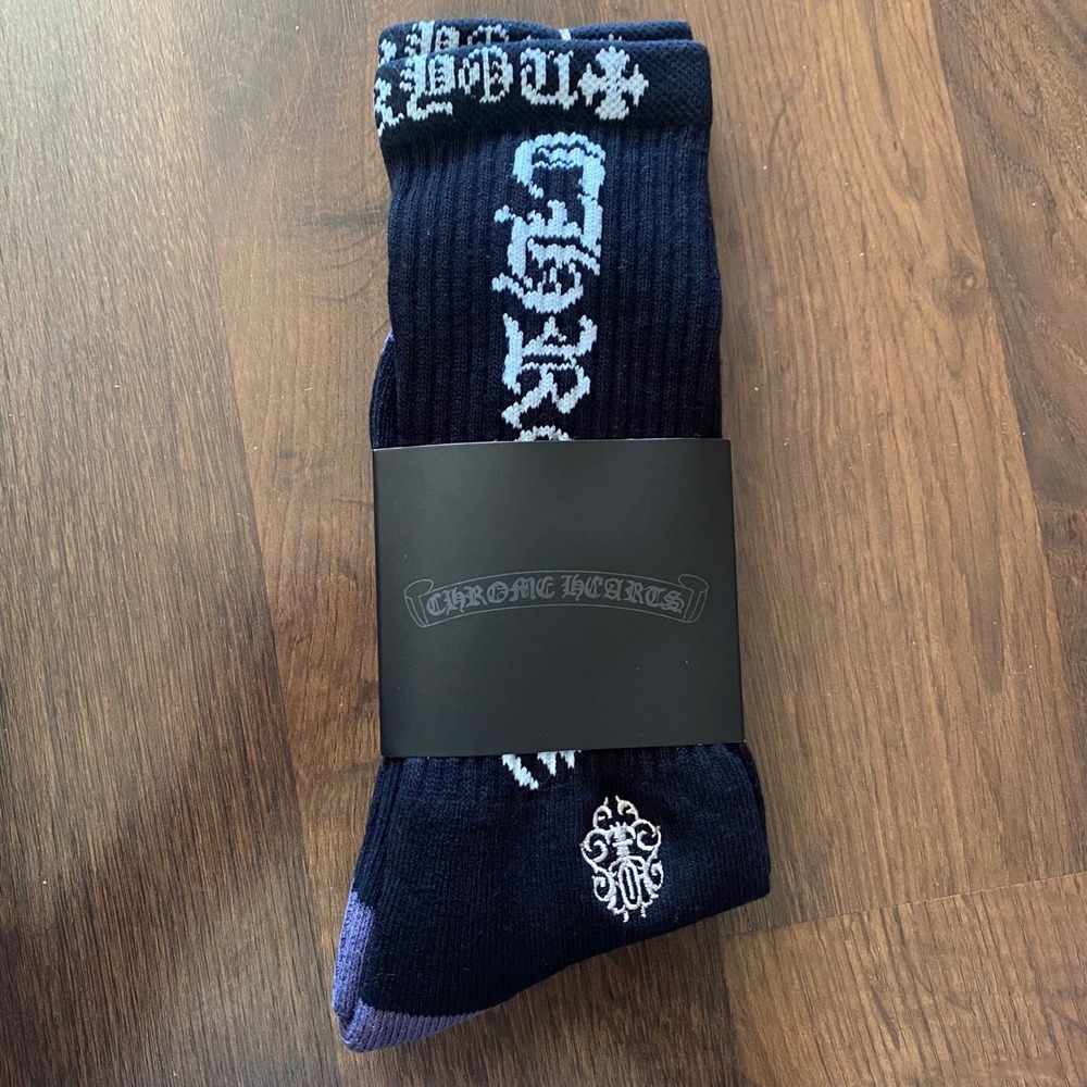 Chrome Hearts Dagger Socks Cross Logo CH Men's Large 9-13 White Black Brand New